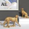 Eingangshalle Dekorationsartikel Goldene Leopard Figur Modell, Lebendige Statue, Hauernde Laufhaltung, Harz Dreidimensionale Figuren Verzierung für TV-Möbel