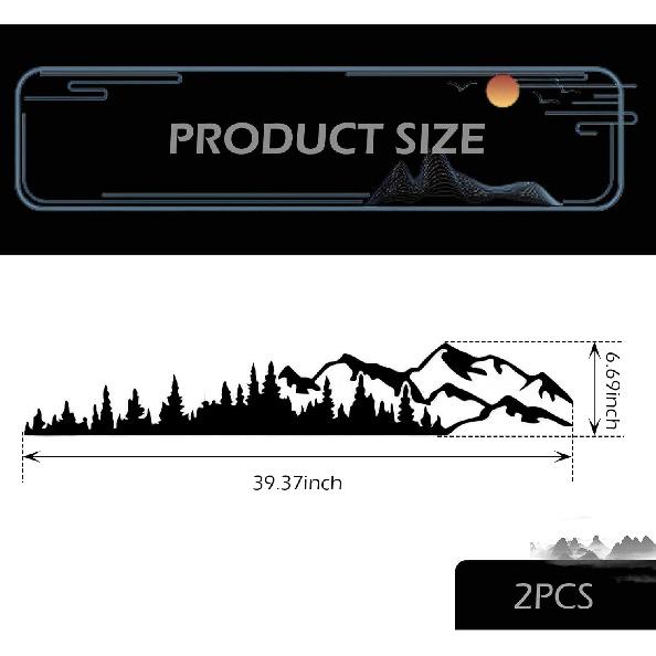 2 PCS Car Mountain Tree Forest Decals, 39.4" x 6.7" Mountain Tree Graphic Stickers, Waterproof Car Body Side Door Truck Tailgate Exterior Decoration,