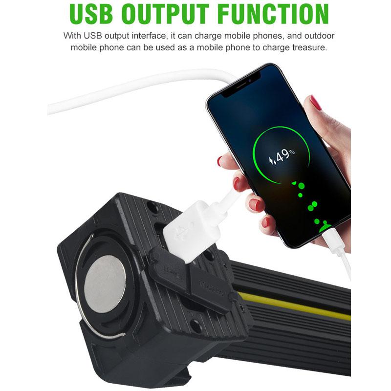 Rechargeable LED Work Lights 6 Modes Foldtable Flashlight with Magnetic Hanging Hook Type-C USB Charging for Camping Car Repair Workshop Emergency