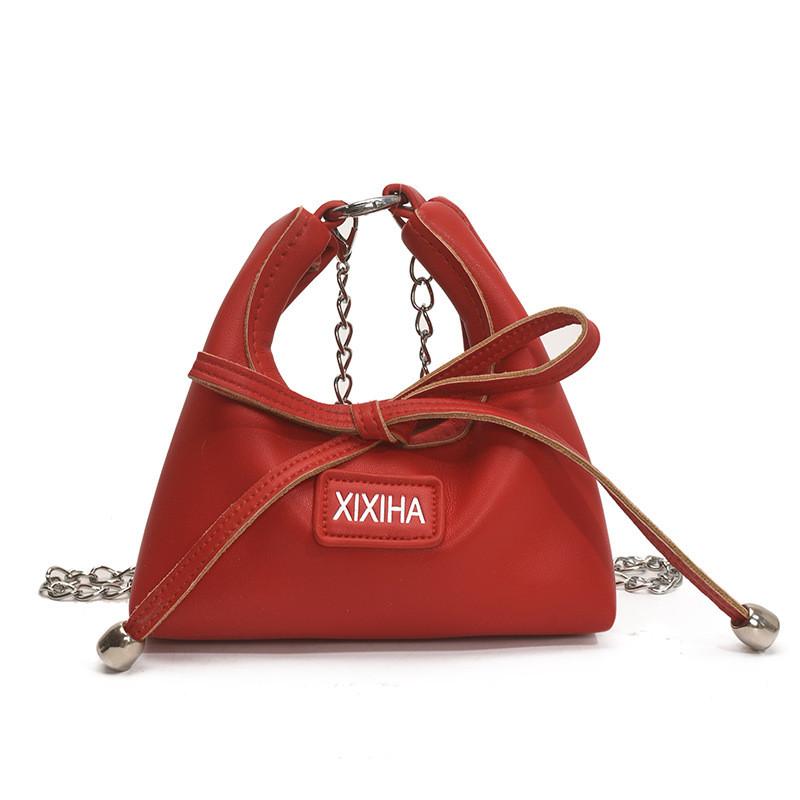 Mini Pu Girl Chain Crossbody Bag With Butterfly Bow And Breathable Lightweight Design For Daily Use