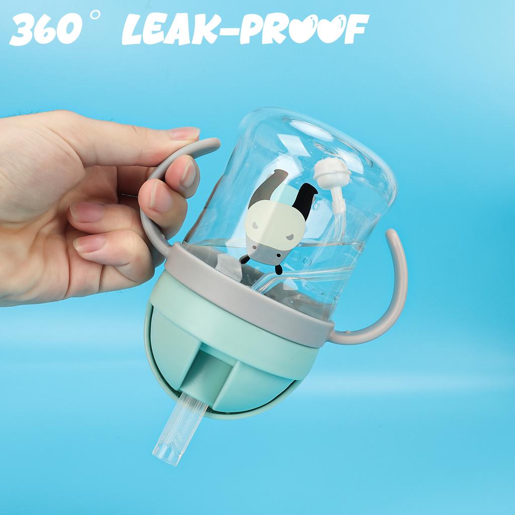 High-Quality Children Water Bottle 250ml/350ml Featuring Straw and Anti Leak Silicone Ball Wide Mouth Baby/Toddler Sippy Cup