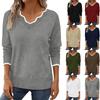 2025 A/W Women's Deep V-neck Color Block Knit Long Sleeve Pullover Sweater
