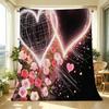 Soft Flannel Blanket Lightweight, Warm with Heart Floral Pattern, Perfect for Bedroom, Home Decor, Valentine's Gift