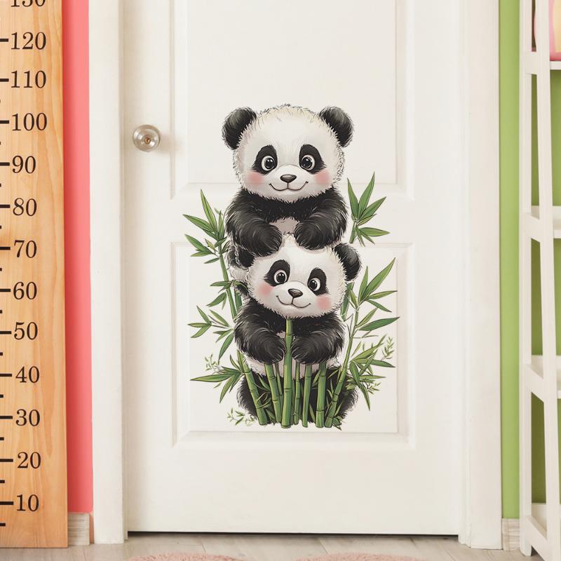 Cartoon Aquarell Bambus Panda Schlafzimmer Wohnzimmer Eingang Dekoration Selbstklebend Raumdekor