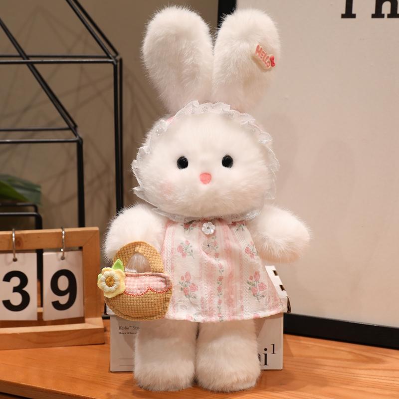 

35 см Каваи Плюшевая игрушка Кролик для переодевания Большой размер Мягкая игрушка Кролик Подушка Детские игрушки Подарок на день рождения Рождество для девочки 35cm розовый
