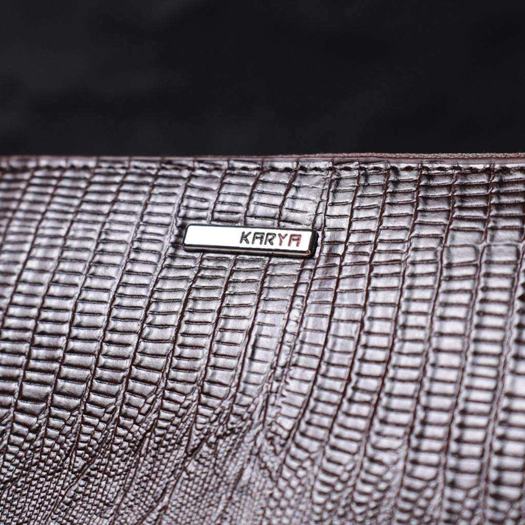Roomy Men's Wallet-clutch with Two Compartments KARYA Wallet 22823 Wallet Made of Genuine Leather Brown