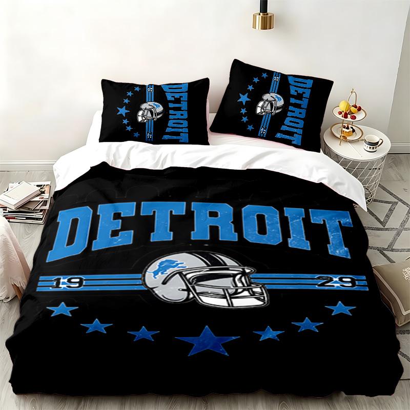 Detroit Lions 3pc set Perfect for bedroom use Comfortable bedding set includes a duvet cover and two pillowcases Ideal birthday or Christmas gift