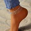 Elegant Simple Silver Color Multilayer Anklets for Women Shiny Claw Drill Jewelry Female Beach Ankle Bracelets On Foot Leg Chain