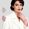 Women Fashion Plush Lining Touch Screen Windproof Keep Warm Motorcycle PU Leather Gloves