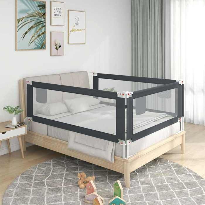 VidaXL Children's Bed Safety Rail Dark Grey 160x25 Cm Fabric