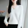 Women's V-Neck Ribbed Knit Sweater - Slim-Fit Long-Sleeve Top for Autumn/Winter 2025