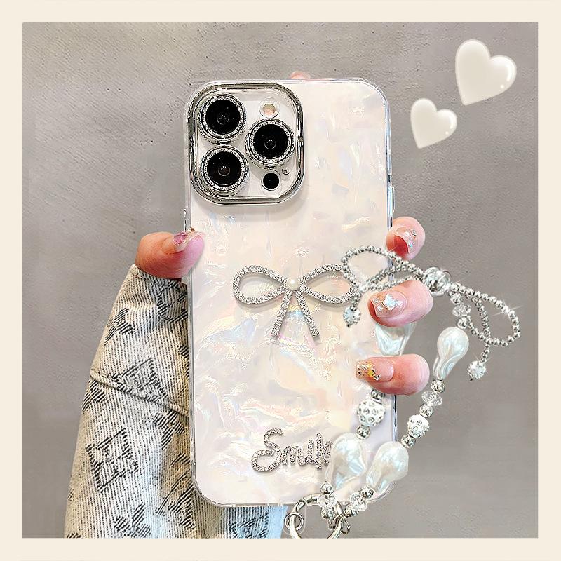 Pearl Bow Is Suitable for Apple 17promax Mobile Phone Case Iphone16 High-value Girls 15 New Models 14 Outside