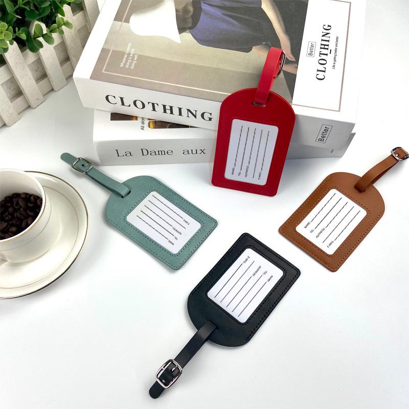 Customizable PU Luggage Tag with Buckle Strap and Logo Option for Cross-Border Travel