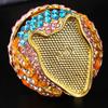 Crystals Covered Owl Inspired Jewelry Storage Case Sturdy Metal Construction for Earring Collections