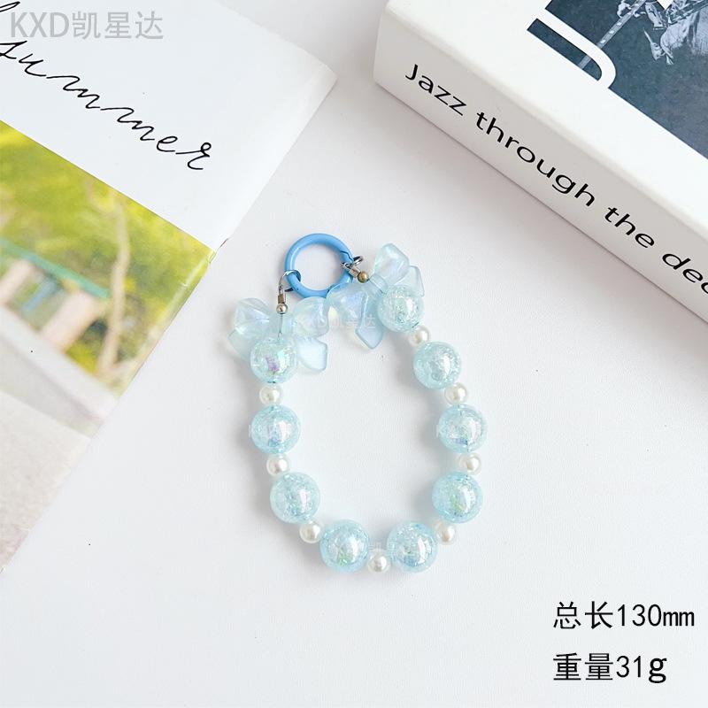 Summer Small Clear Bowknot Phone Chain Beaded Creative Crack Beads Car Hanging Decoration Cute Girl Blind Box