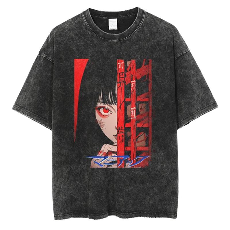 Streetwear Oversize Acid Tričko Pro Muže Ženy Thriller Komiksová Grafika Tričko Léto Prané Staré FuJiang Anime Top Trička