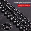 Grade A Black Agate Round Beads for DIY Jewelry, Handmade Semi-finished Loose Beads for Bracelets and Necklaces
