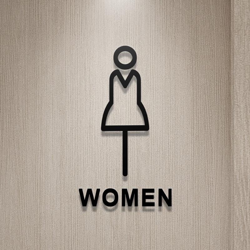 Shopping Malls Office Toilet Sign Plate Acrylic 3D Wash Room Door Wall Label Sticker WC Signage Board Art Hotel Home Decor