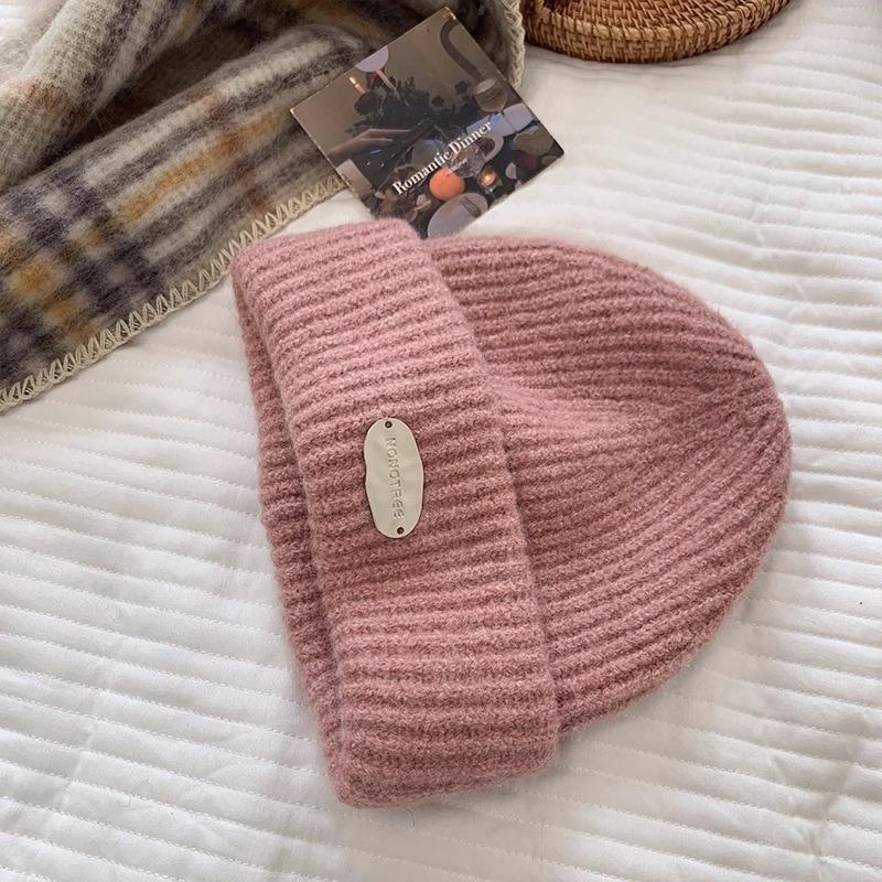 Großer Kopfumfang dicker Wollhut Damen Herbst und Winter vielseitig warm Kältehut Ohrenschutz Gesicht schmaler Strickhut