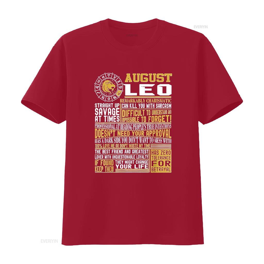 Best born in August Leo zodiac sign T Shirt for m Cute Womens Tops Summer Fashionable and Comfortable vintage Washed fashion