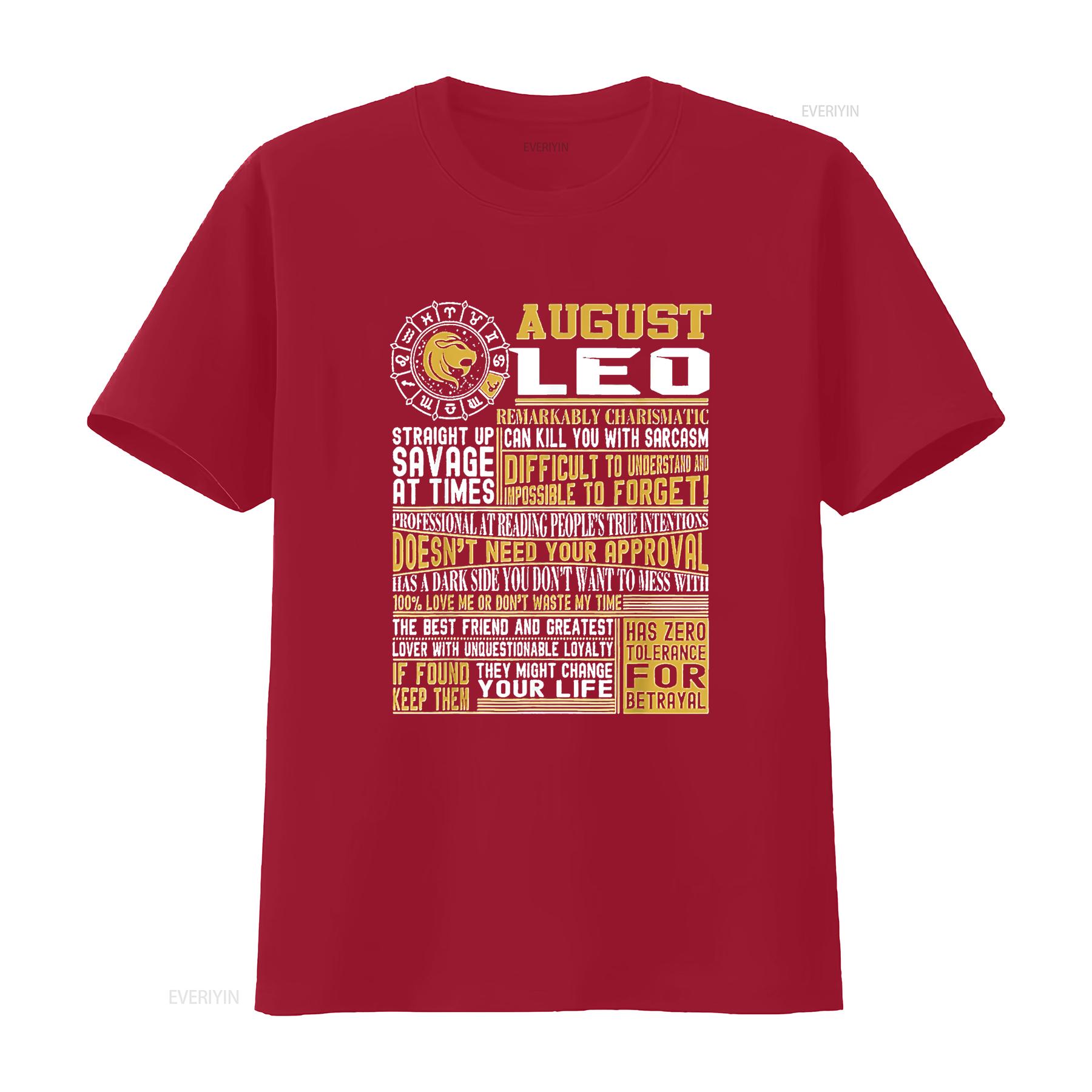 Best born in August Leo zodiac sign T Shirt for m Cute Womens Tops  Summer Fashionable and Comfortable vintage Washed fashion S