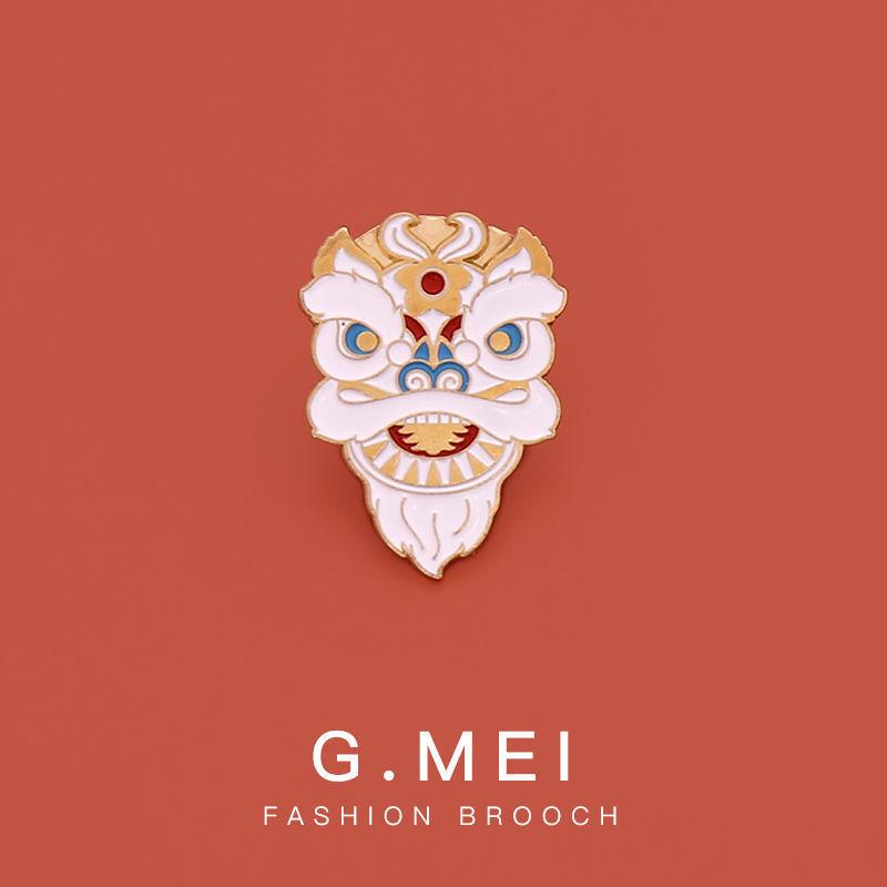 Chinese Lion Dance Brooch Spring Festival Auspicious Festive Gift Metal Badge Pin Fixed Clothes Bag