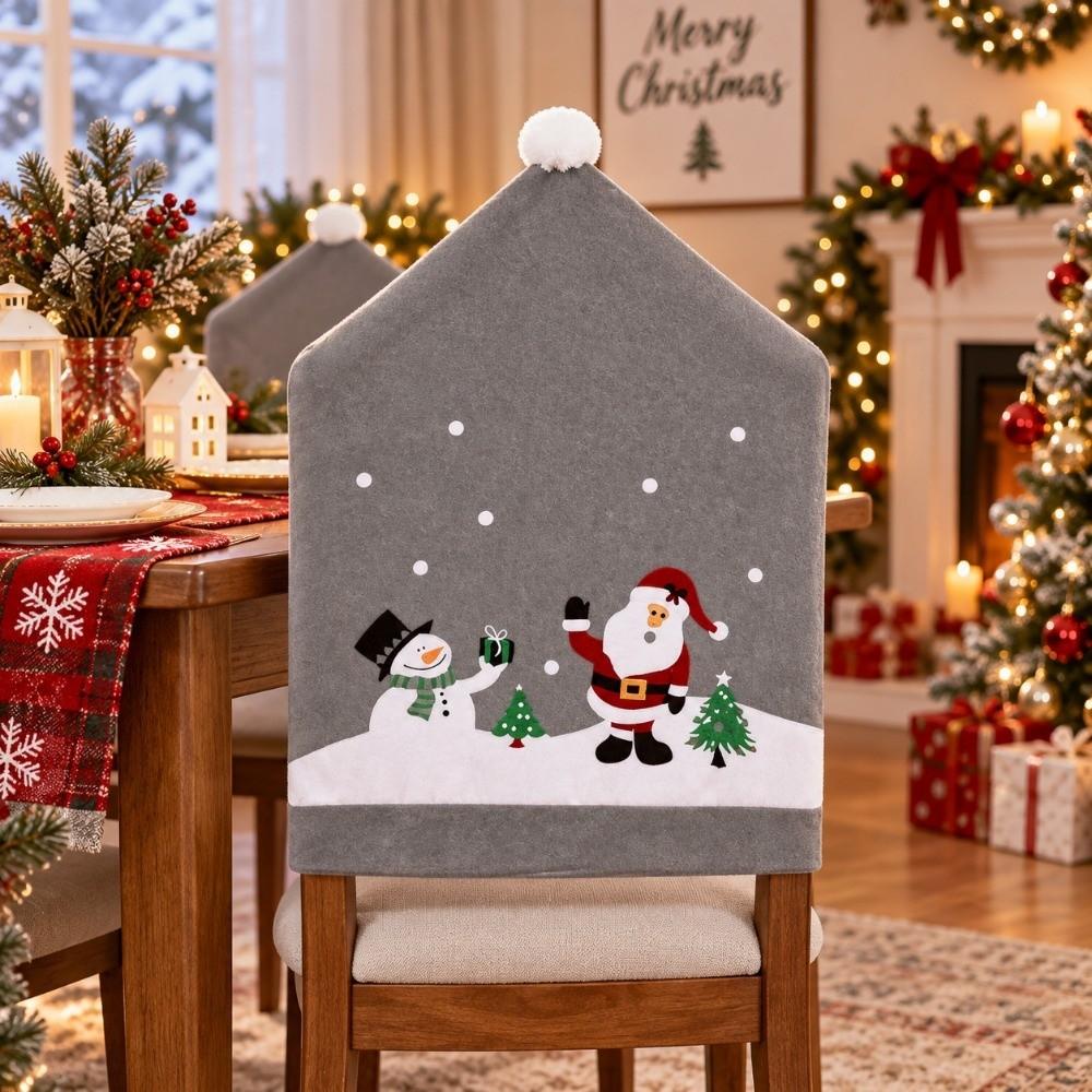 Santa Claus Chair Protective Slipcover Stripe Grid Stool Cover Christmas Chair Cover Xmas Party