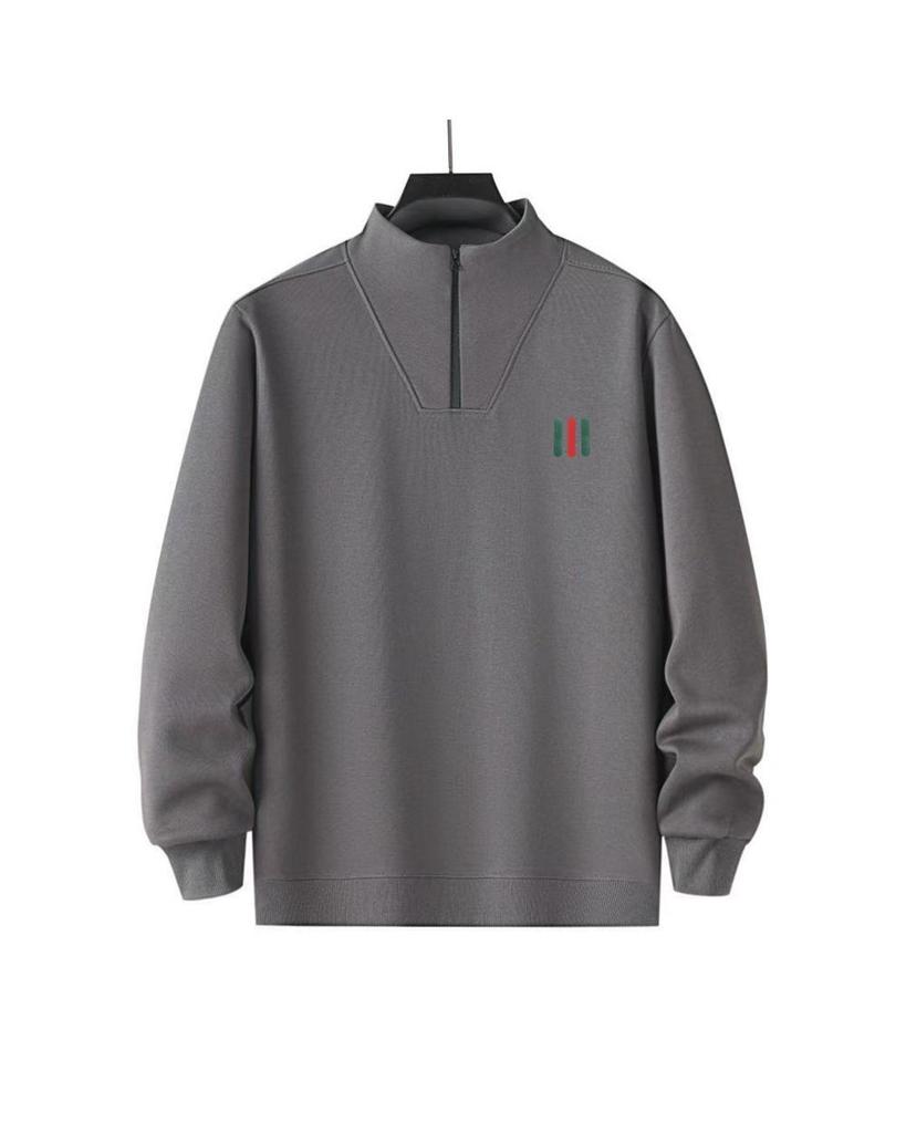 Men's Versatile Casual Half-Zip Long-Sleeve Stand Collar Hoodie Pullover for Autumn and Winter