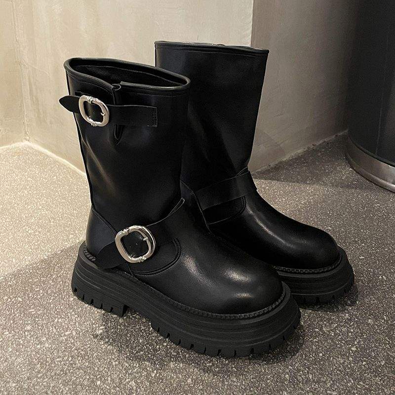 Brown Retro American Thick-soled Heightening Martin Women's 2025 New Versatile Autumn Thin Short Boots