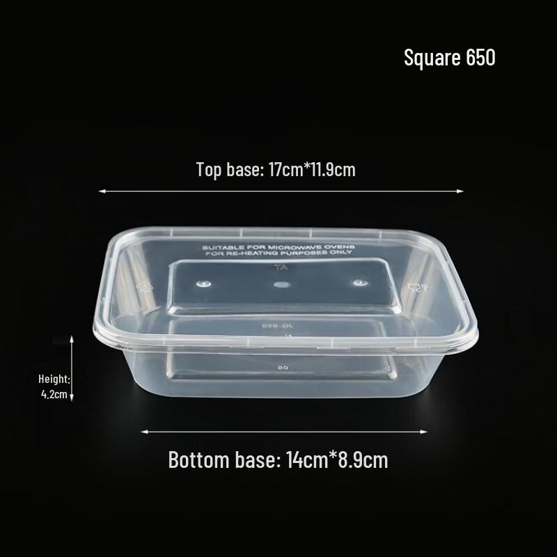 650ml Disposable Clear Plastic Takeaway Food Containers with Lids 650ml