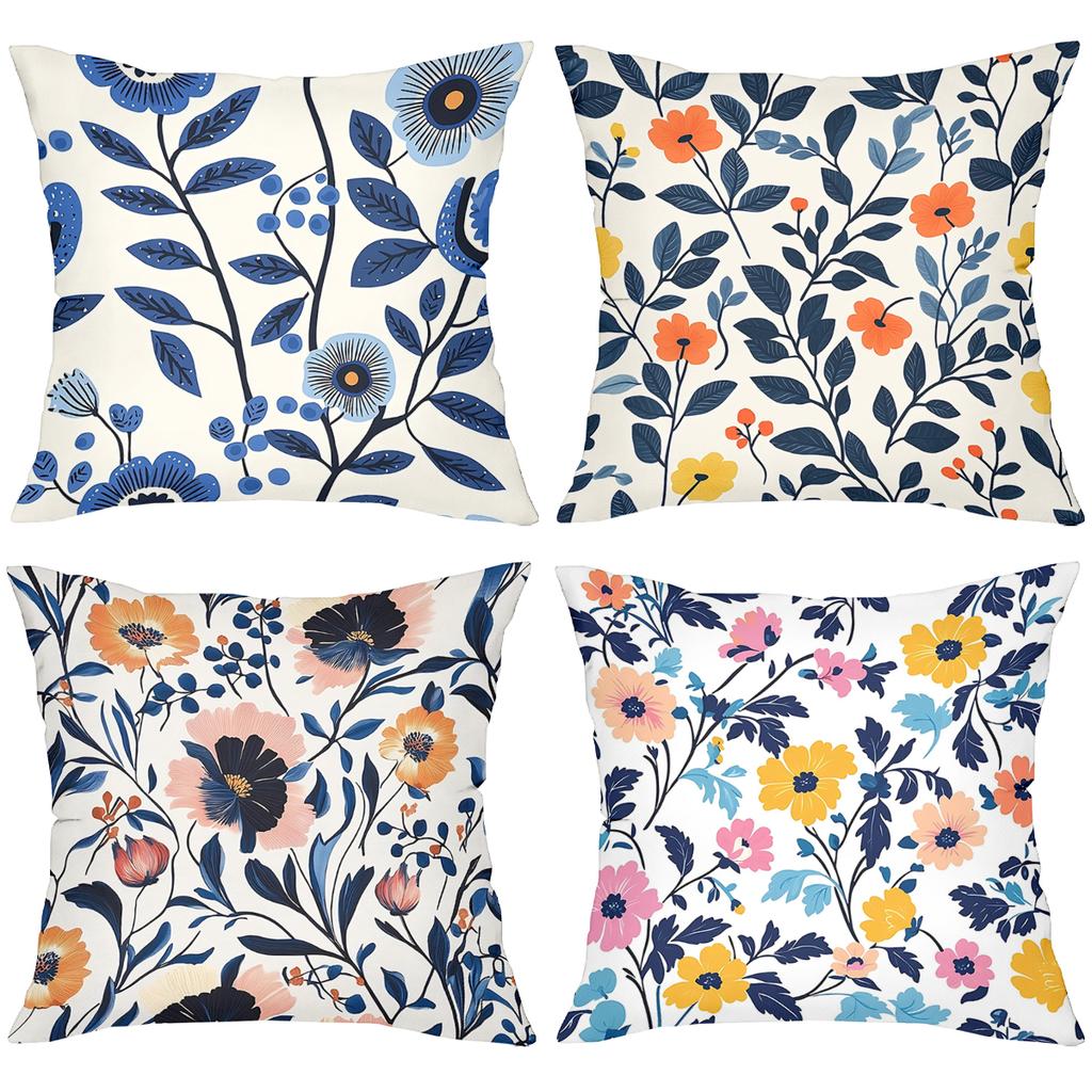 Floral Patterned Throw Pillows For Home Decor Polyester Pillowcase, Sofa Decorative Cushion Cov Headboard Pillow