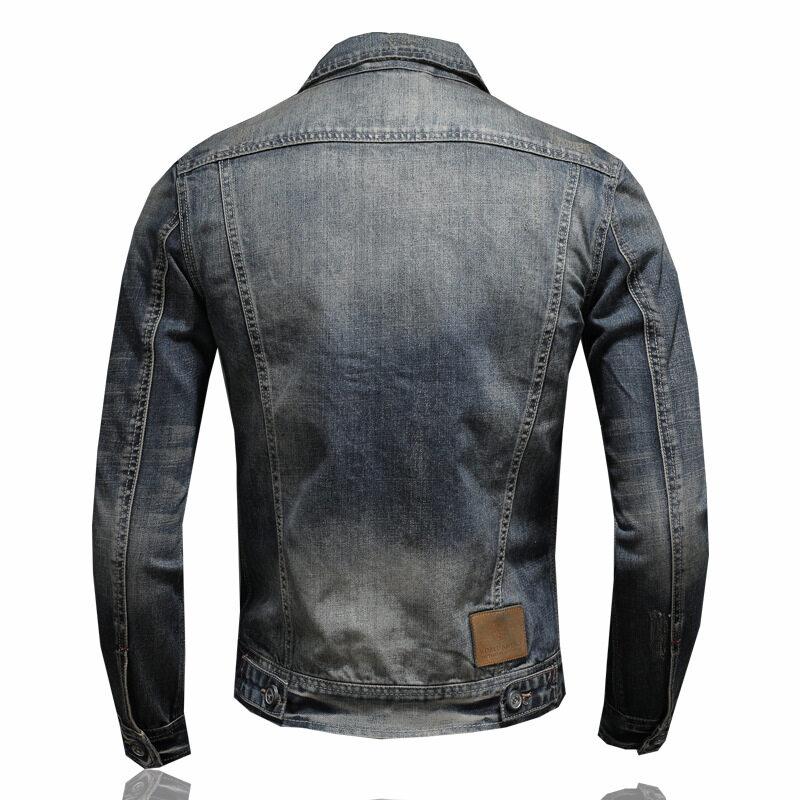 Fashion Slim Men's Lapel Motorcycle Denim Jacket Men's Coat European +H0614