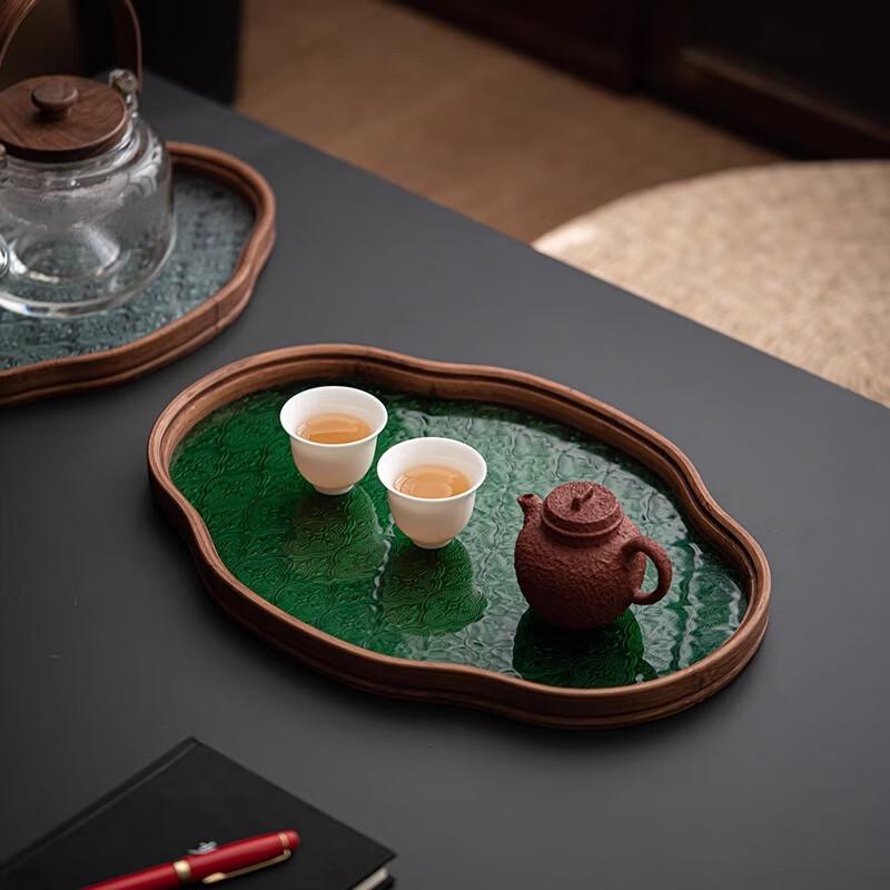 Japanese Style Begonia Glass Snack Tray