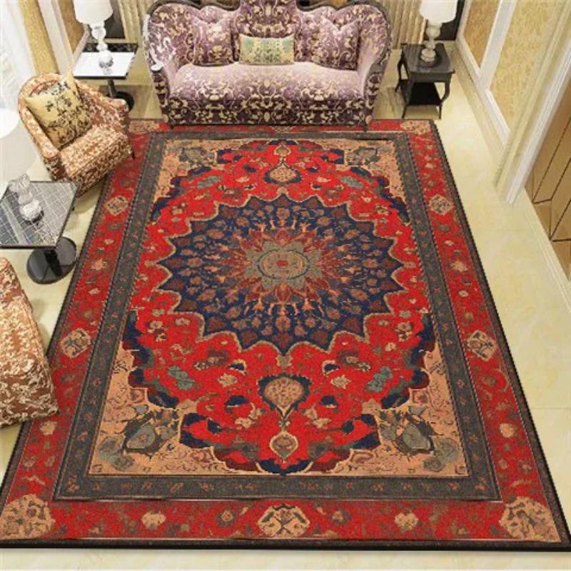 American Retro Carpet for Living Room Decoration Boho Bedside Rugs for Bedroom Large Area Washable Lounge Floor Mat Non-Slip