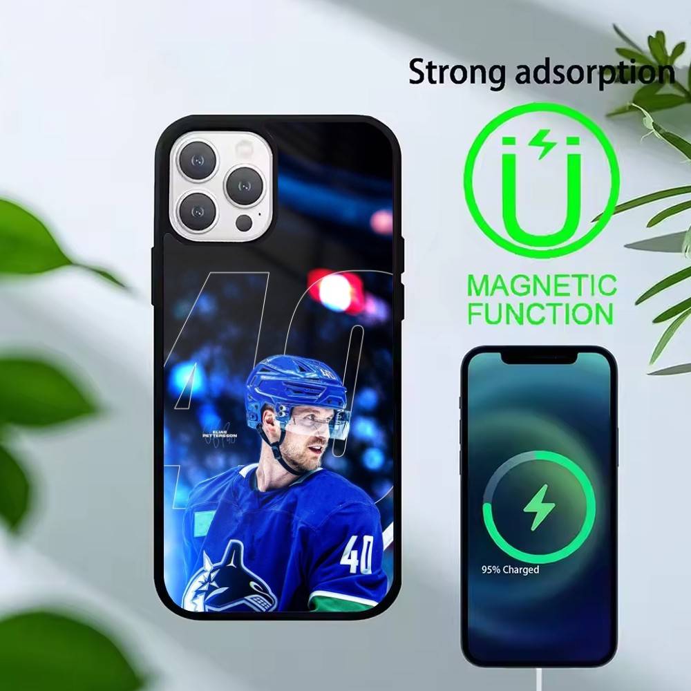 Custodia per Telefono Hockey Quinn Hughes Per iPhone 17,16,15,14,13,Pro,Max,Plus,Magnetica Per Ricarica Wireless Magsafe