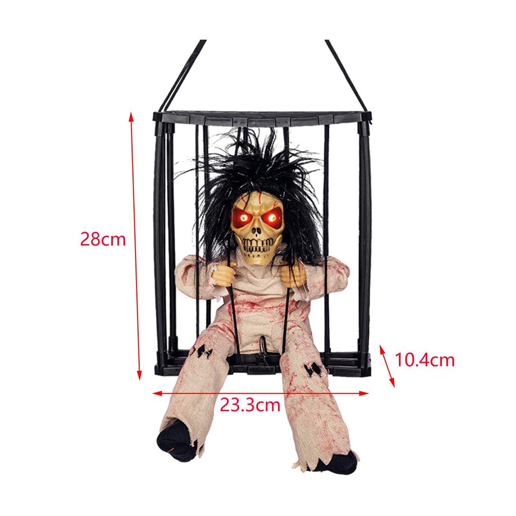 Scary Talking Prisoner Prop with Glowing Eyes Doll Statue Spooky Skeleton Toy