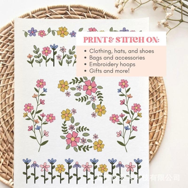 Florals Embroidery Paper Stencil for Craft Simple Designs Ideal for Adults and Kids