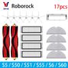 עבור אביזרים לשואב אבק Roborock S5 S50 S51 S55 S6 S60 S6 Pure: מסנן HEPA, מטלית מיקרופייבר, מברשת צדית, מברשת ראשית, חלקי חילוף