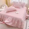 Korean Style Lace Bed Skirt & Sheet Set - 3-Piece Quilted Dustproof Full Wrap Bed Cover