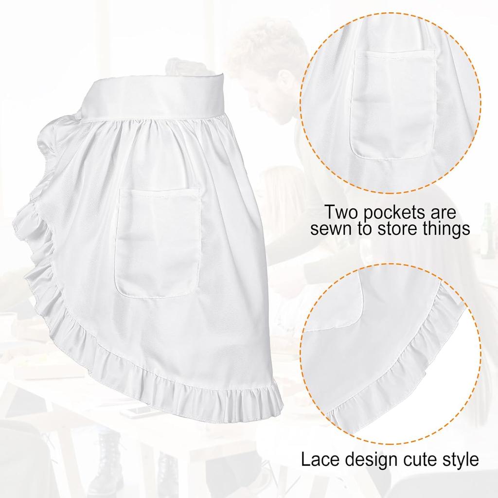Maid Waist Apron with Two Pockets Women's Waitress Kitchen Cleaning Half Apron