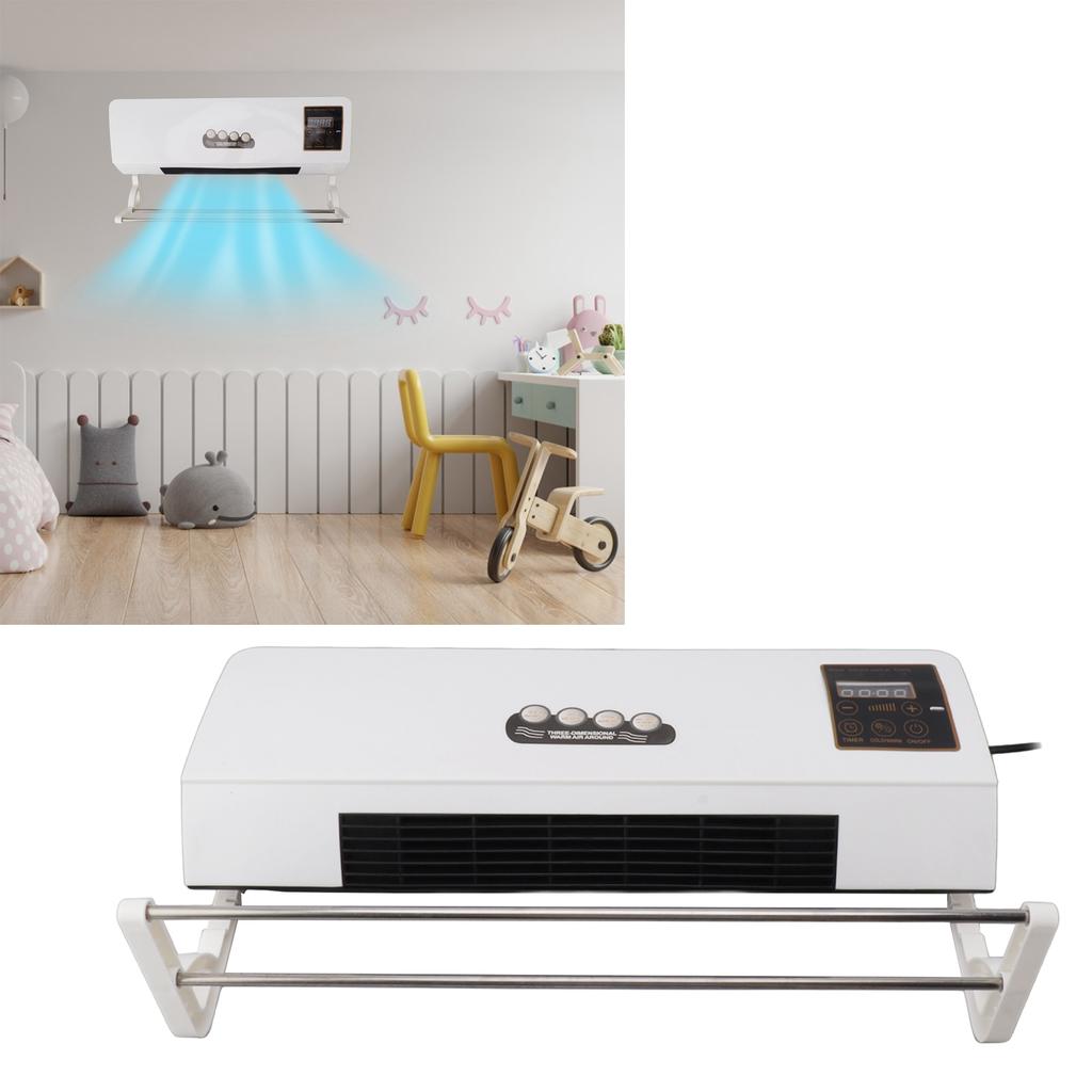 1800W Elektrisk rymdvärmare för inomhus med fjärrkontroll Väggmonterad värmefläktkombination Låg ljudnivå Timerfunktion för hemkontor