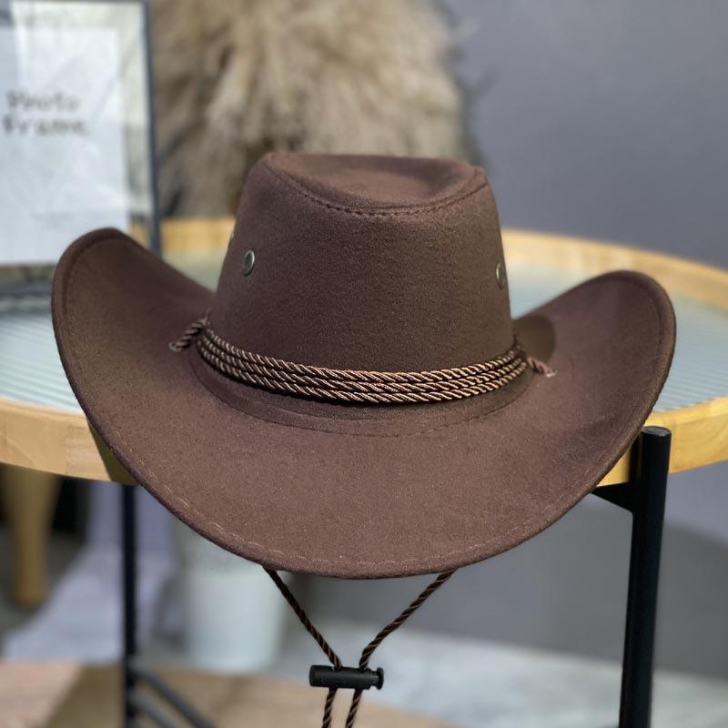 Pălărie Cowboy din Feutru de Lână Culoare Solidă, Stil Western pentru Bărbați și Femei – Protecție Solară Versatilă pentru Exterior