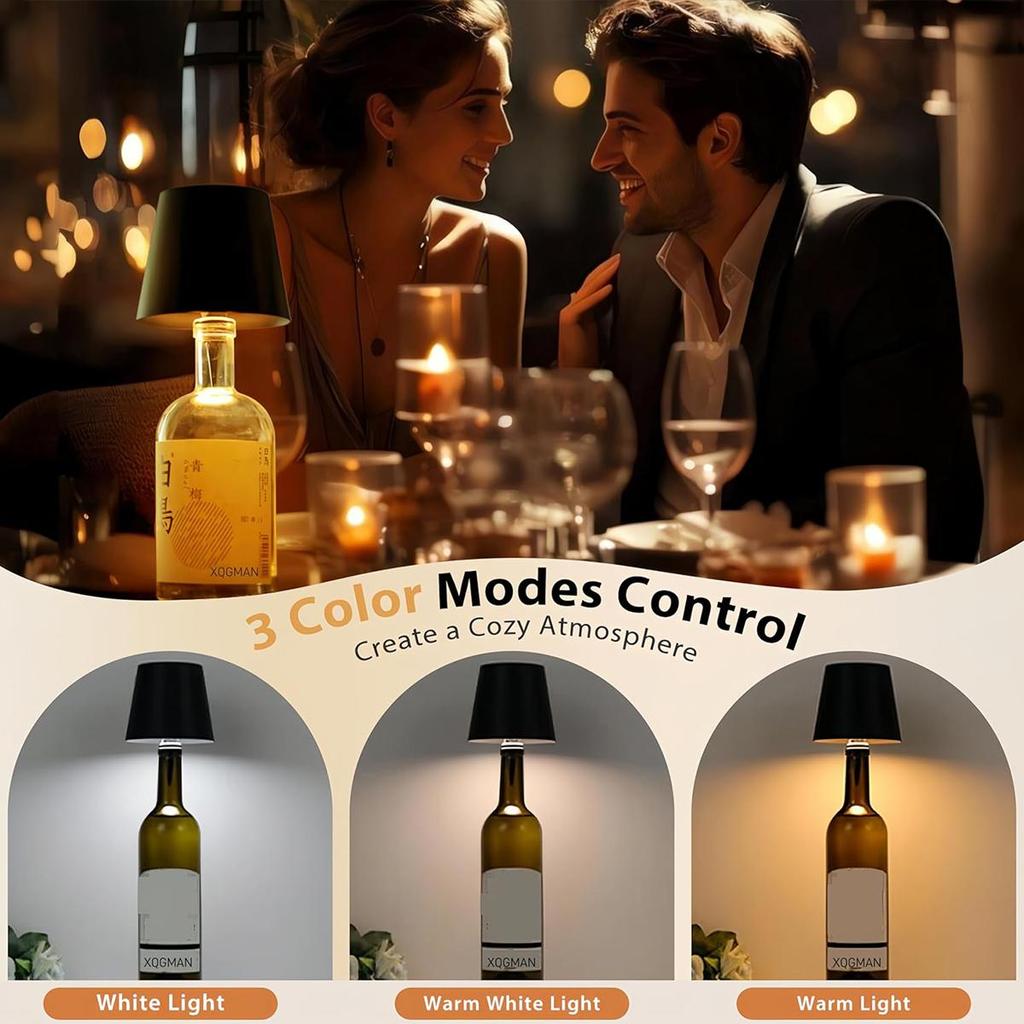 Wireless Touch Control Bottle Table Lamp Reading Usb Rechargeable Adjustable Brightness White Wine Lights Mini Night Light Lamps