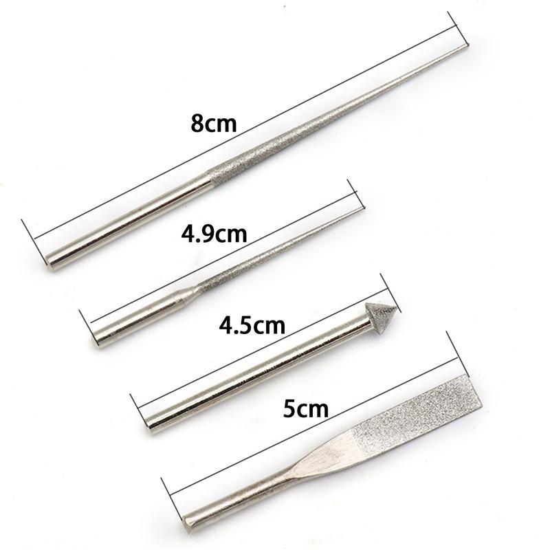 4 In 1 Diamond File Set Sharping Tips Files Jewellery Hobby Carving Kit Compact Size Used for Jewellery Creamic Jade