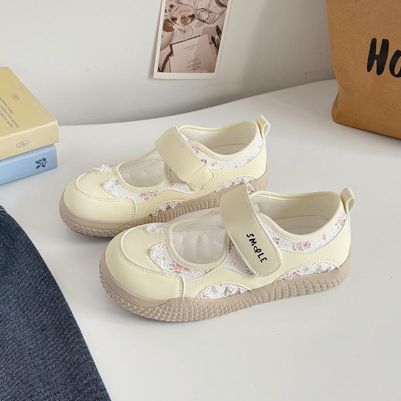 Velcro light mouth floral lace Mary Jane women's shoes new fashionable versatile hollow breathable