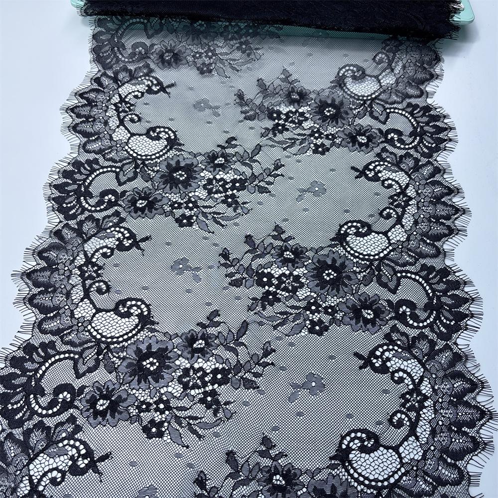 ( 2 Colors ) French Chantilly Lace, 2.8m X 41cm, Non-stretch Eyelash Lace Fabric for Wedding, Lingerie, Dress, Garment, Sewing & Crafting
