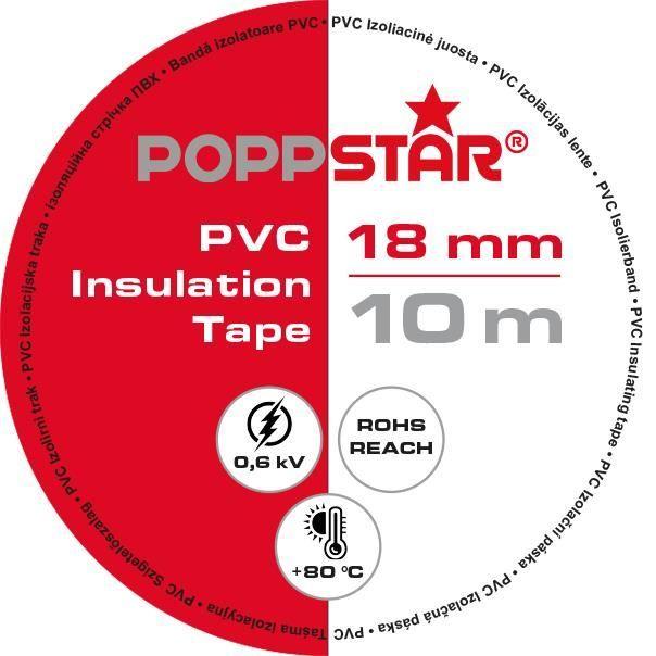 Bande isolante - POPPSTAR - 10m - PVC - Noir - 18mm de large