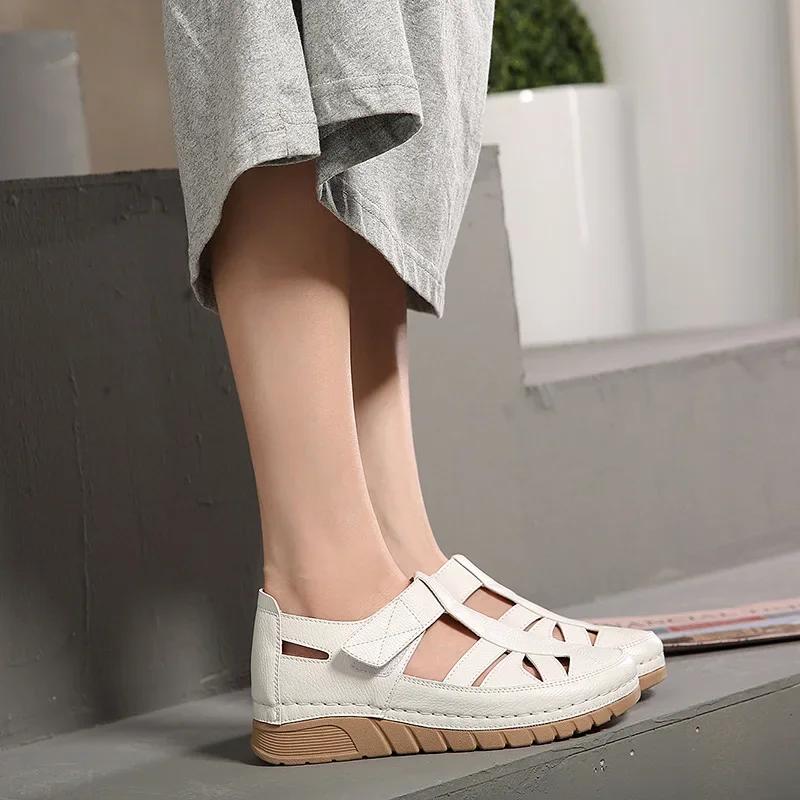 Women Sandals Fashion Baotou Wedge Platform Retro Rome Sandalias Mujer Slip On Beach Shoes Comfortable Ladies Footwear