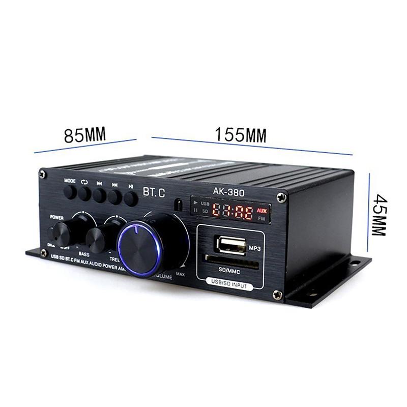 AK380 800W Bluetooth-Verstärker Audio-Karaoke-Heimkino-Verstärker 400W * 2 2-Kanal-Leistungsklasse-D-Verstärker USB SD AUX