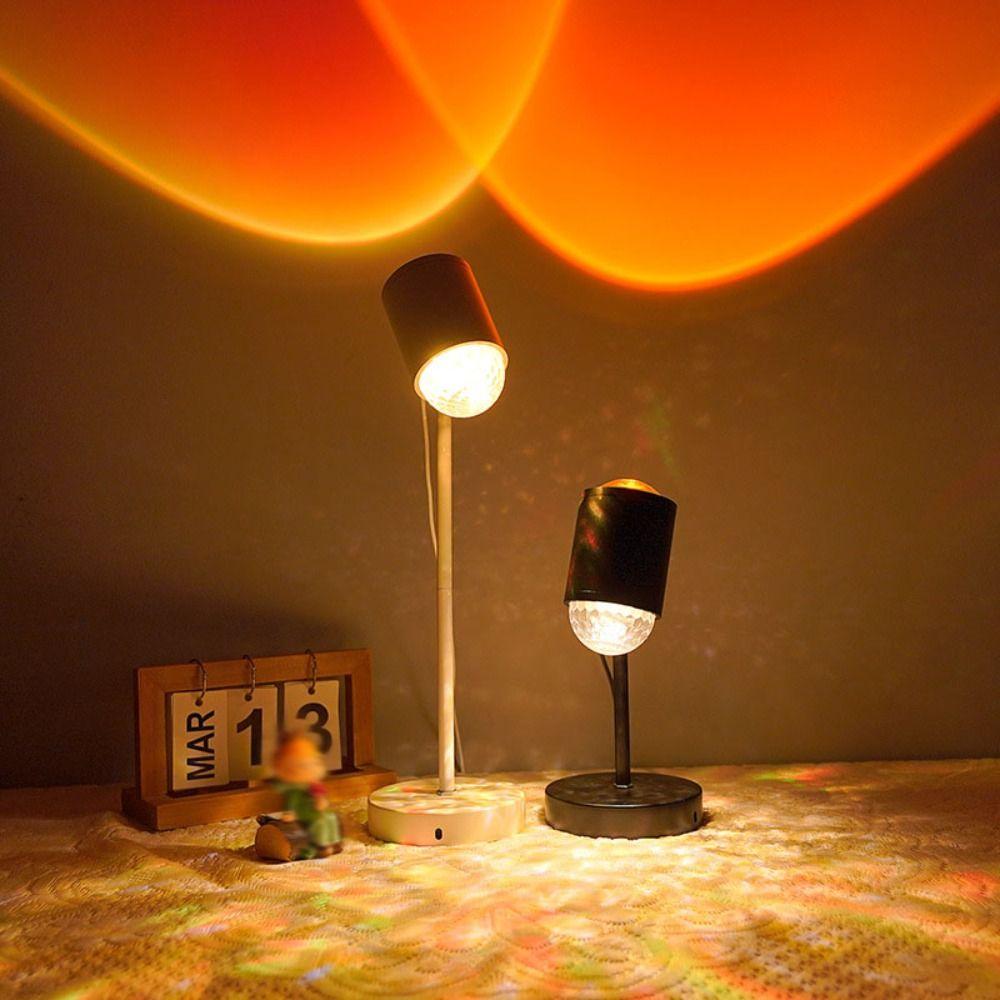 16 Colors Water Ripple Lamp 360° Rotation Button Control Sunset Lamp Internet Famous 36v Dual-Head Design Bedroom Light
